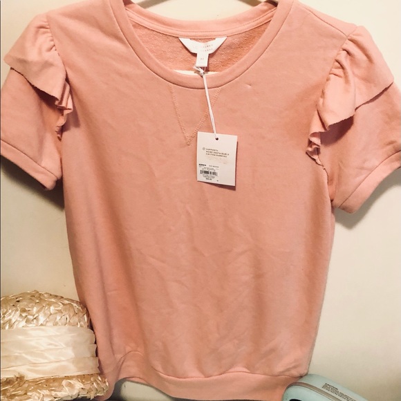 Nwt Lauren Conrad Sweatshirt Shorts Set Scalloped Floral Design Ruffles M - Picture 2 of 9